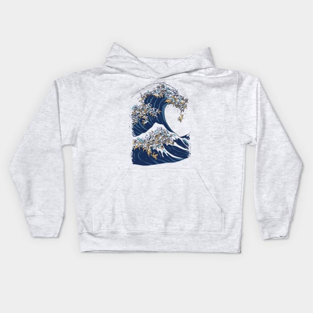 The Great wave of Cat Kids Hoodie by huebucket